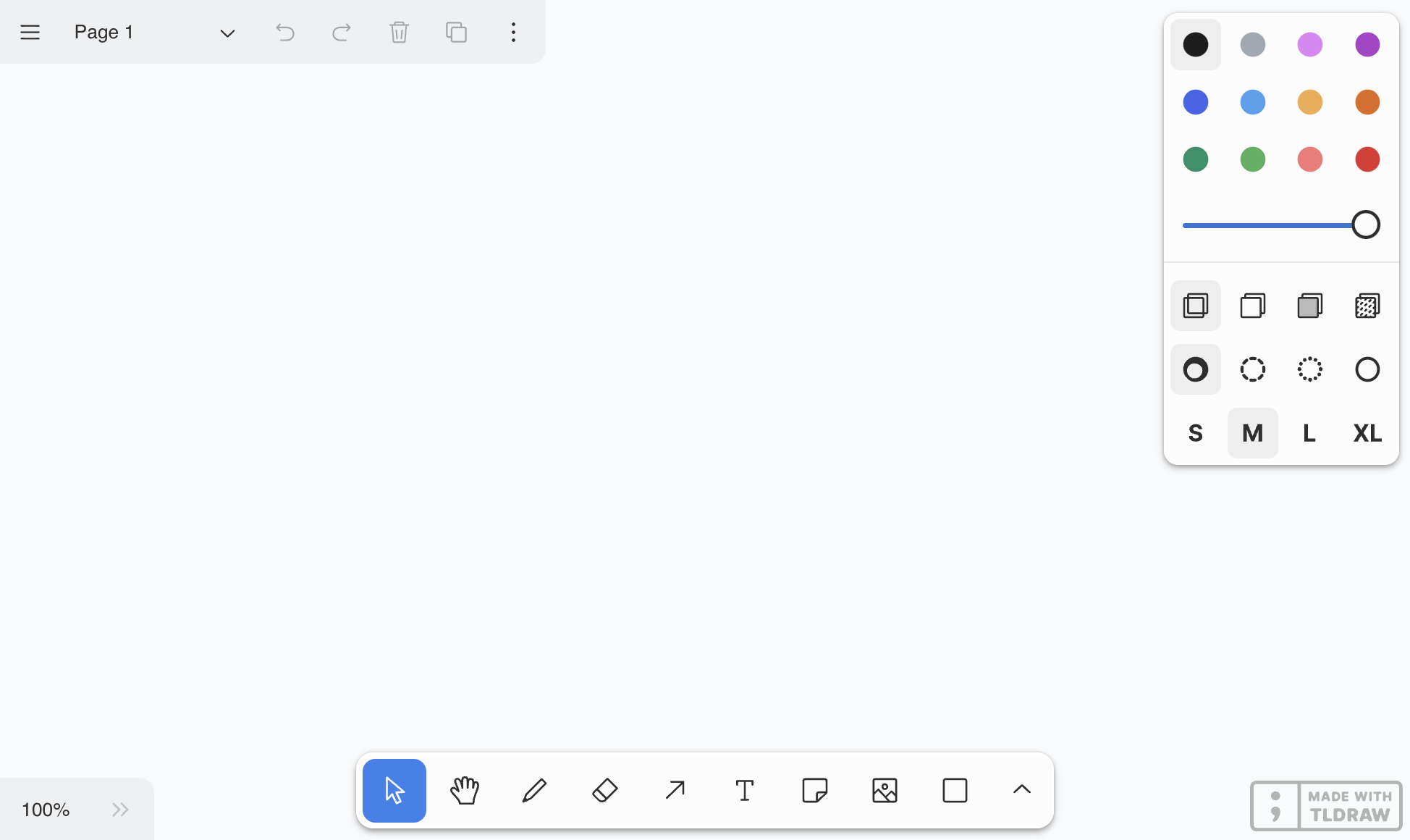 With a valid license key, the watermark is removed. tldraw with watermark